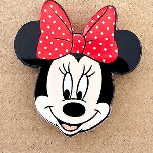 Disney Parks Minnie Mouse Head Red Polka Dot Bow Pin Trading Hidden Mickey Lapel
